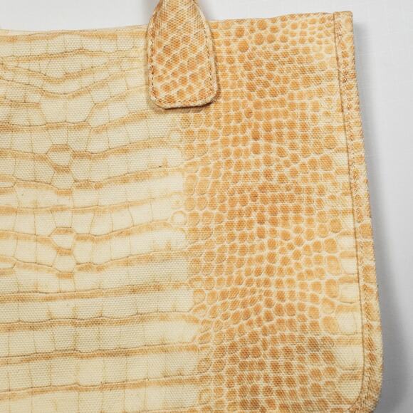 Vince Camuto Tote Bag Linen Blend Faux Reptile Western Boho Coastal Grandma Med - Picture 4 of 10